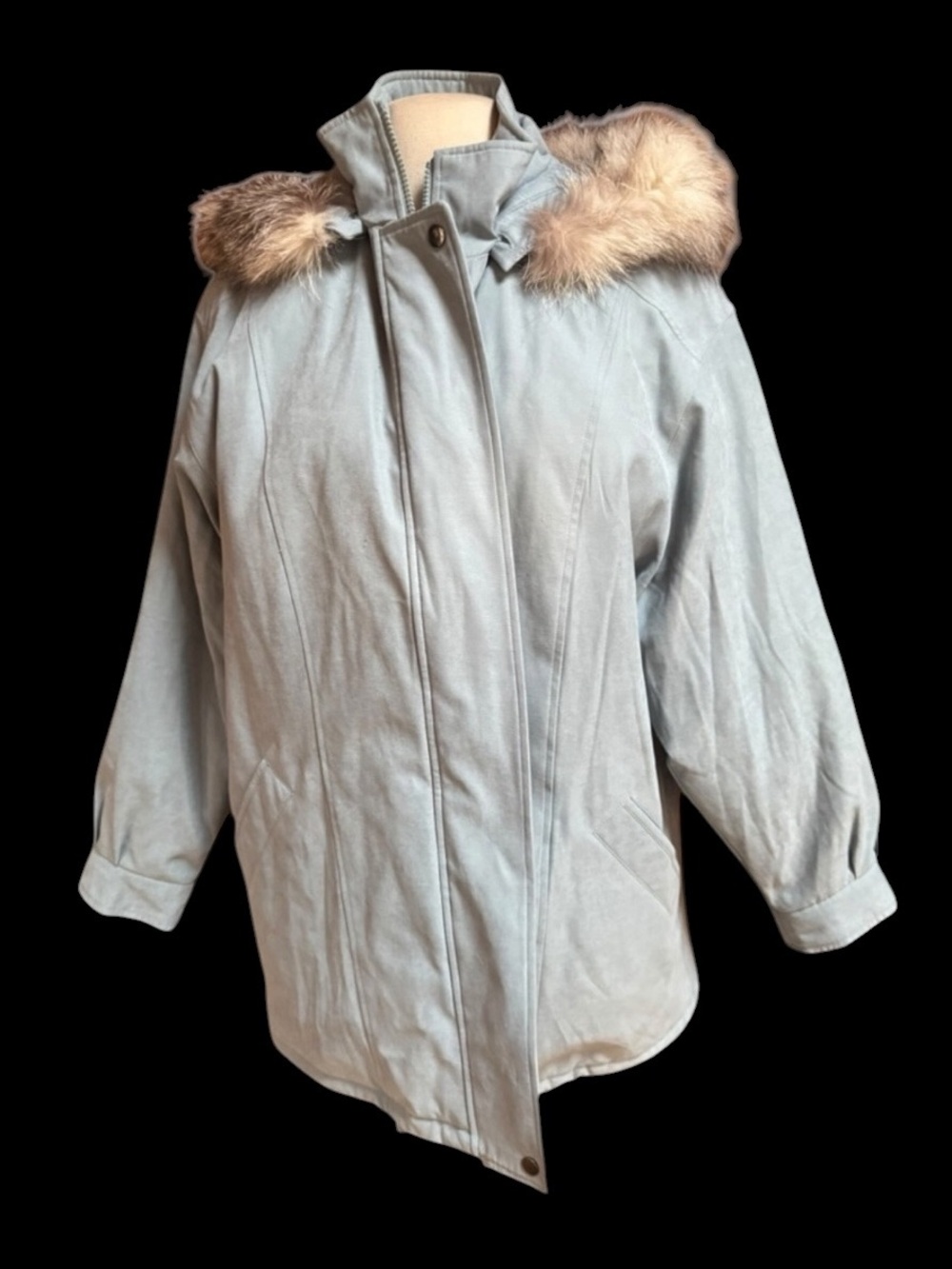 NWT Vintage Forecaster Sport Lt Blue Fox Fur Removeable Hood Zip Parka